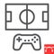 Football video game line icon, video games and console, football field sign vector graphics, editable stroke linear icon