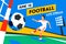 Football web banner. Live stream game. Soccer forward. Football player with football ball. Penalty. Soccer player in