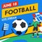 Football web banner. Live stream match. Football players with ball in the background of stadium. Full color vector