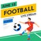 Football web banner. Live stream match. Football players with ball in the background of stadium. Full color vector