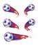 Football white blue red soccer symbols speed set