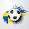 Football world or european championship with splash brush background, ball and cool sweden flag colors.