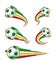 Football yellow green red and soccer symbols set