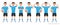 Footballer character constructor. asian soccer player different postures, emotions set