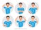 Footballer character constructor. asian soccer player different postures, emotions set