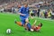 Footballer Illichivets pushed the opponent on the