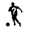 Footballer silhouette icon with question mark sign