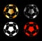 Footballs on black background