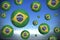 Footballs in brasil flag colours