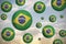 Footballs in brasil flag colours