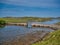 A footbridge across the Tob Bhalasaigh sea inlet near Bhalasaigh Valasay on the island of Great Bernera, Outer Hebrides,