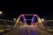 Footbridge at night over highway of Tricity known as Tricity Beltway.