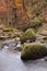 Footbridge over Burbage Brook in Padley Gorge in Peak District