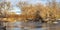 Footbridge over frozen river -  Poudre River Trail