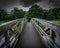 Footbridge over the river Ribble in Clitheroe, Ribble valley