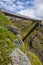 Footbridge at Tintagel Castle in Cornwall, UK