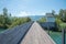 Footbridge at tourist resort rapperswil, lake obersee and zurichsee switzerland