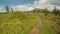 Foothills of the Mayon Volcano with flowing mountain rivers near Legazpi city in Philippines. Aerial view Mayon Volcano