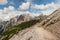 Footpath across slope in Dolomites