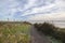 Footpath along the River Thames leading to Coalhouse Fort, Tilbury, Essex, England, United Kingdom