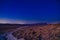 Footpath, Mount Ardon, and stars, in Makhtesh crater Ramon