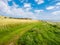 Footpath in nature reserve Het Oerd at Waddensea coast of West Frisian island Ameland, Netherlands