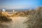 Footpath through sand dunes leading to the beach