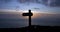 Footpath signpost at sunset