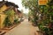 Footpath way on small alley for laotian people foreign travelers travel visit walking travel visit antique vintage retro building