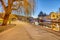 Footpath with a weeping willow tree at the Museum Island