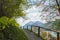 Footpath at Weinberg hill, view to Brecherspitze mountain, spring landscape Schliersee