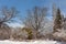 Footpaths in the Moscow city Park. Trees in snow. Sunny winter day.  Vacationers citizens walk in the Park.