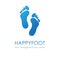 Footprint in blue colors. Foot logo fot healthcare, medical company, osteopath and massage center, spa and beauty salon