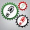 Footprint boot sign. Vector. Three connected gears with icons at