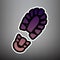 Footprint boot sign. Vector. Violet gradient icon with black and
