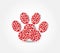 Footprint dog hearts icon logo vector