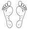 Footprint with fingers. Man`s bare feet. Human sole.