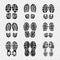 Footprint human. Walking boots soles steps silhouettes vector template printing texture