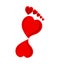 Footprint made with hearts.