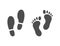 Footprint path icon set. Human shoes footstep. Walking way. Hiking silhouette. Foot step. Footmark sign. Navigation mark