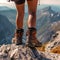 Footprints of Adventure: Hiking Boots Standing Strong on the Cliff