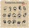 Footprints Animals - vector set.