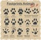 Footprints Animals - vector set.