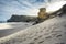 Footprints in sand at dias beach next to cape point