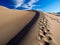 Footprints on Sand Dune Ridge, Great Sand Dunes National Park, Colorado