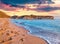 Footprints in the sand on the famous Turkish beach Patara