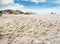 Footprints on the sandy beach