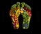 Footprints shape by various vegetables and fruits. Healthy food concept. Ai generated art