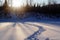 Footprints in the snow. The Urals landscape