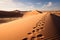 Footprints tell tales natures imprints on a tranquil sand dune